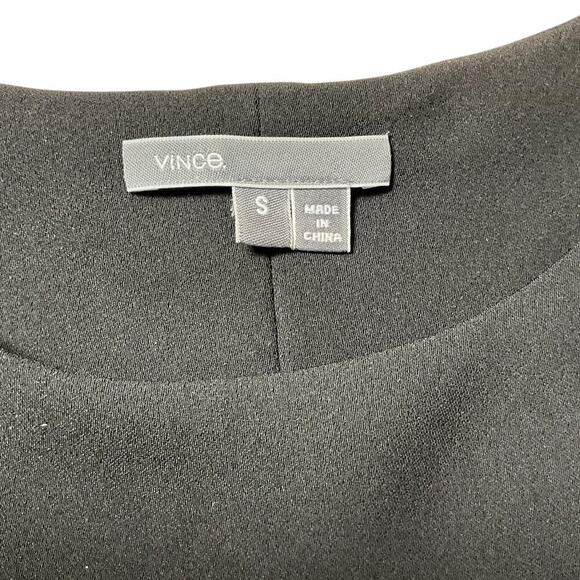 VINCE Lamb Leather Contrast Drawstring Waist Black Dress Size Small Preppy - Picture 8 of 11